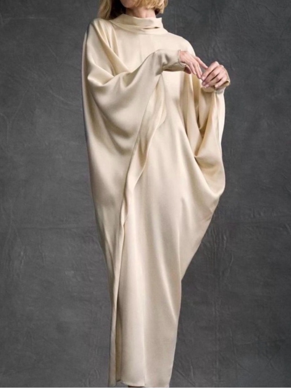 ZARA Woman Soft Gold Satin Effect Tunic Dress ZW Collection Limited Size M - NWT